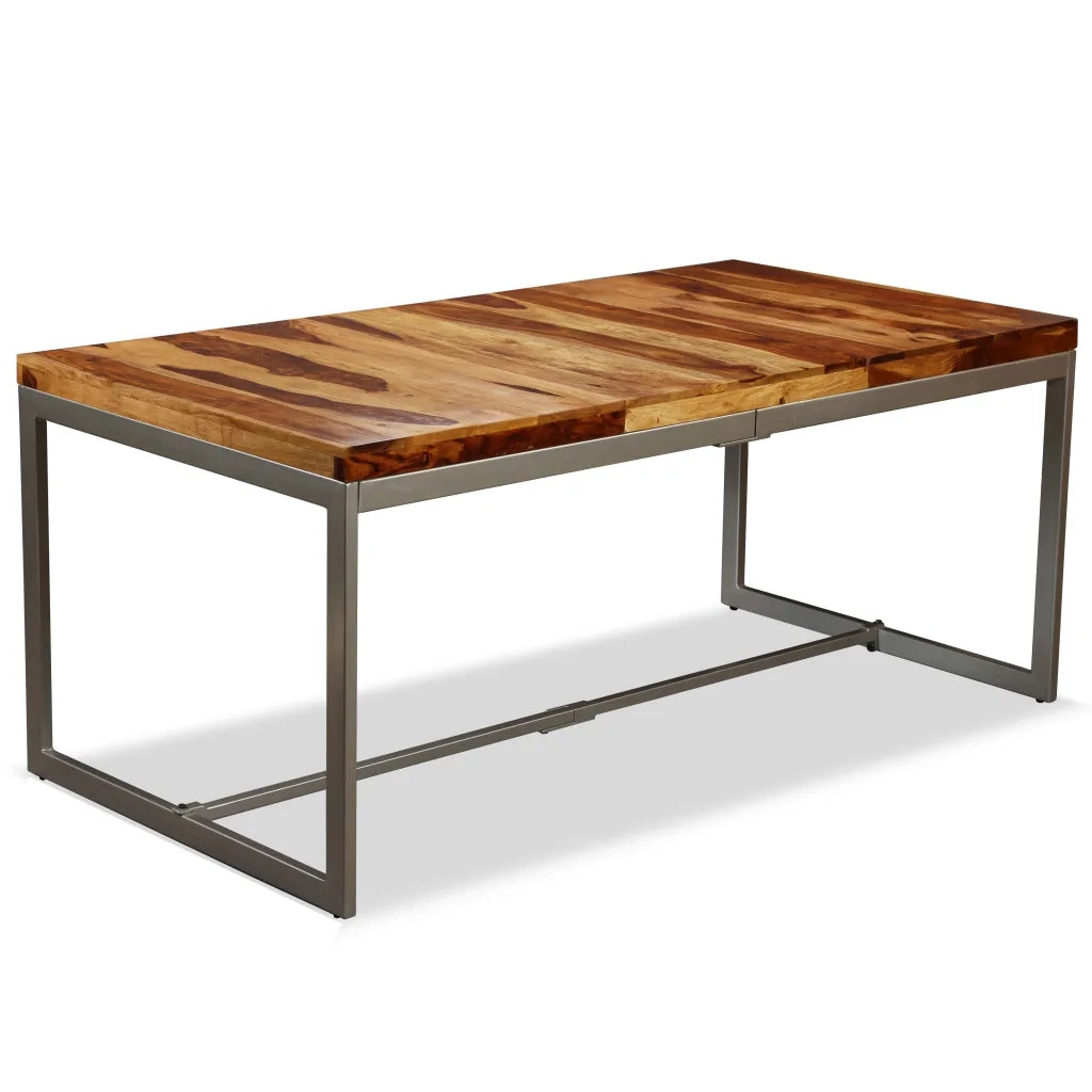 Tavolo da Pranzo in Legno Massello di Acacia e Acciaio 180 cm 244797