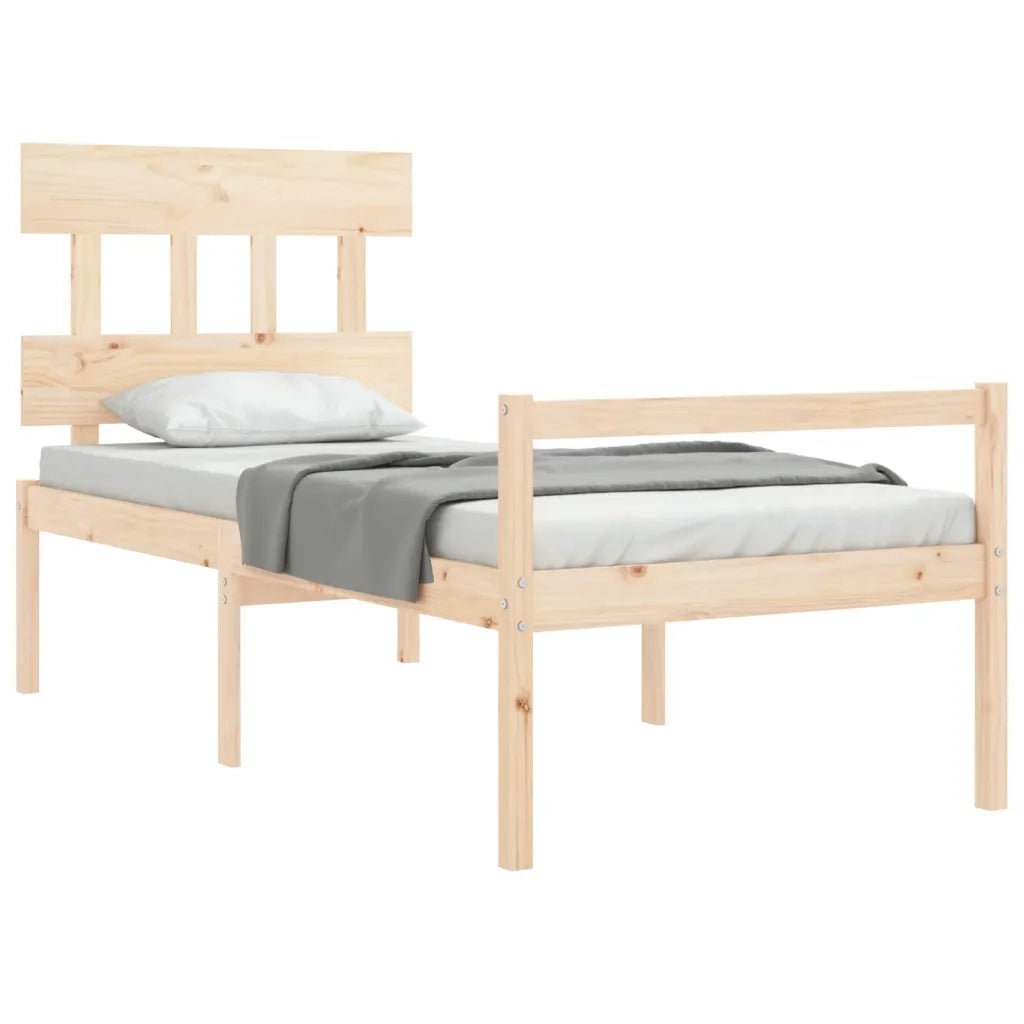 Letto per Anziani con Testiera 90x200 cm in Legno Massello 3195401