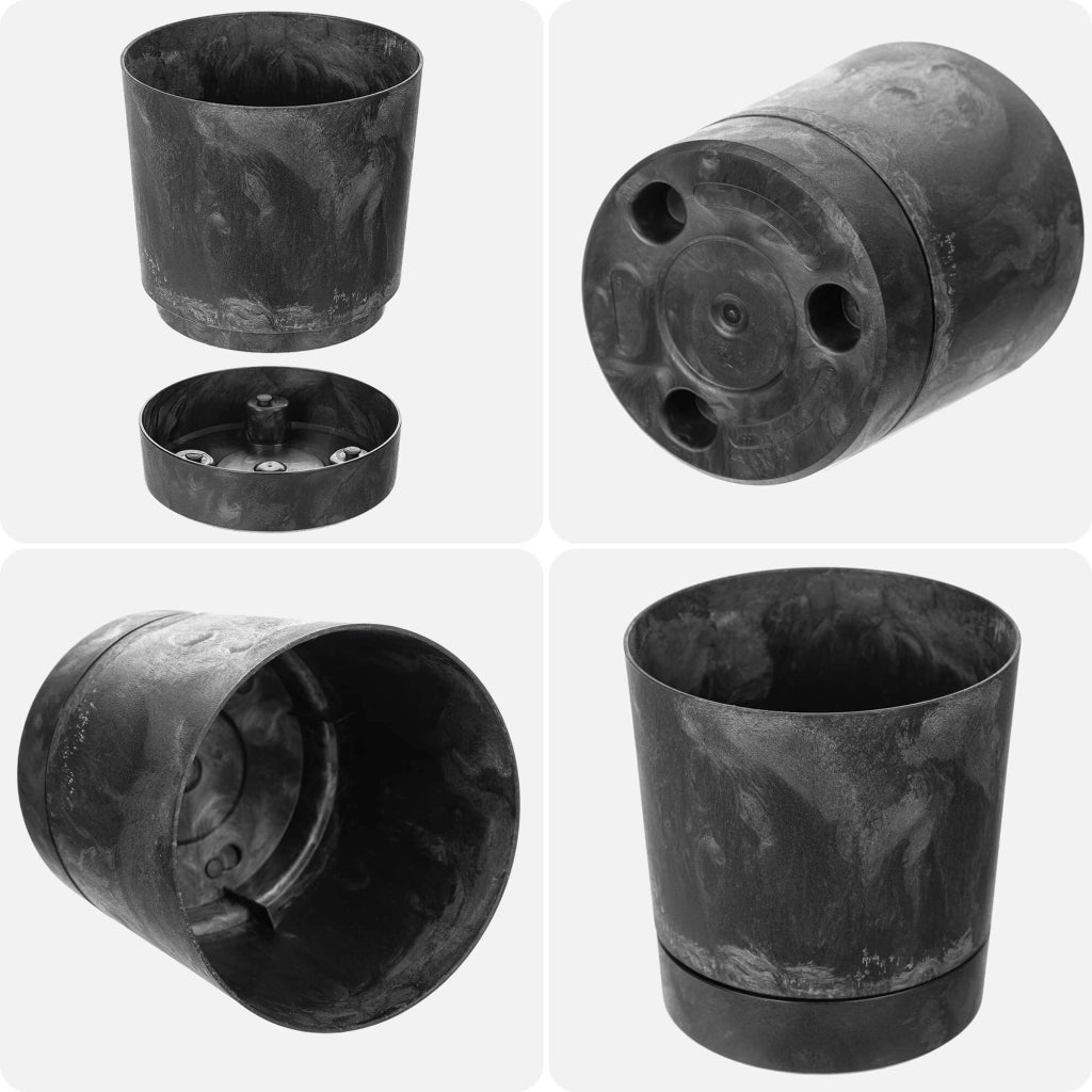 Vaso da fiori KADAX con coprivaso e sottovaso, rotondo, 20 cm, set da 2