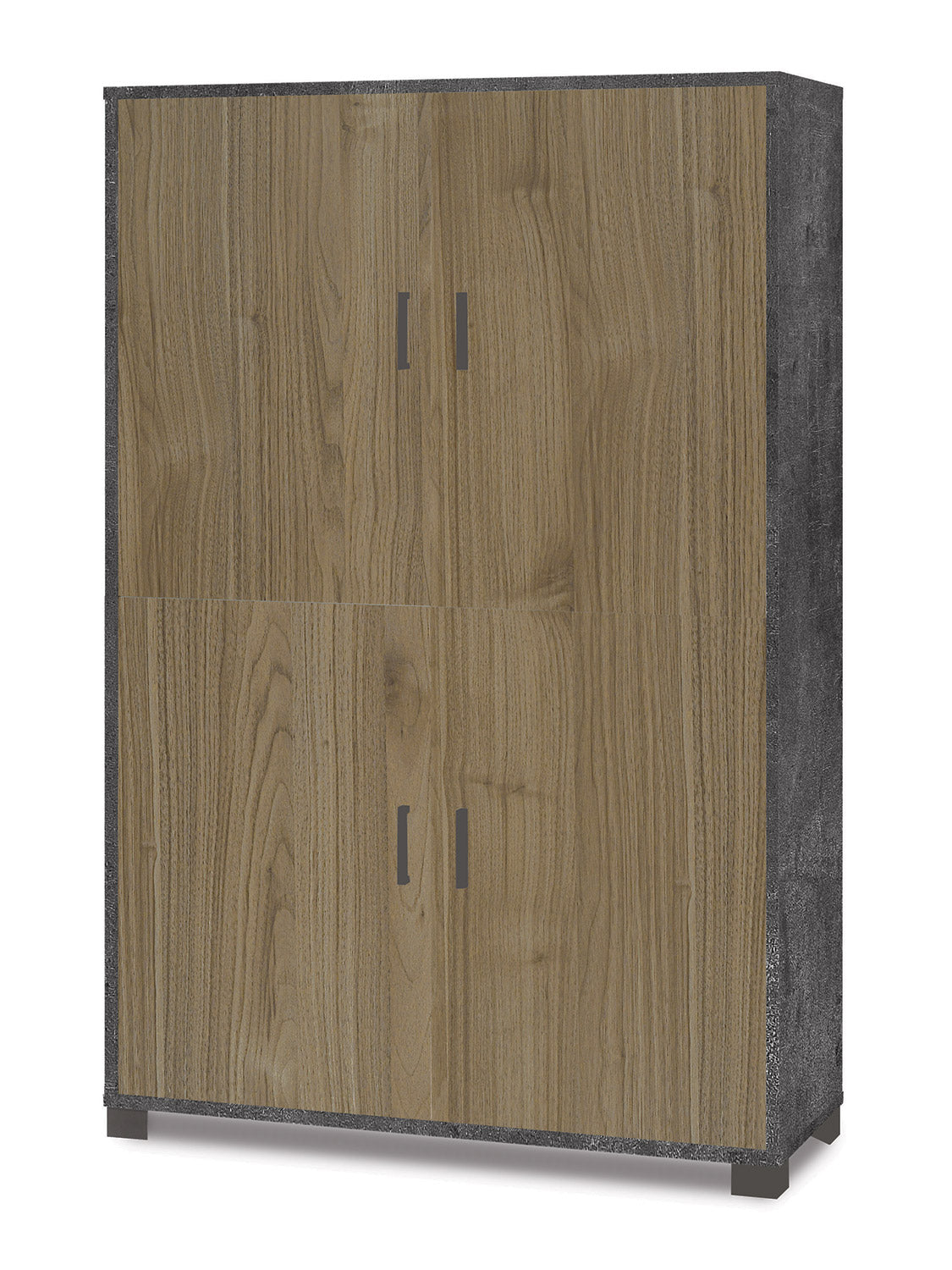 Mobile Multiuso 4 Ante 107x162x41 cm Ossido Nero/Noce Stelvio