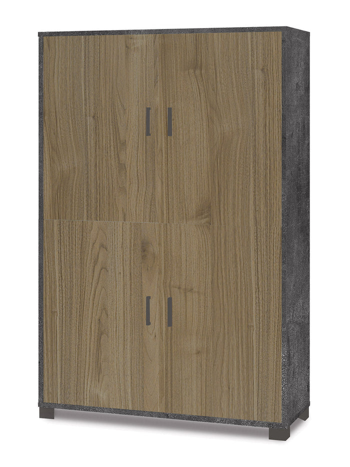 Mobile Multiuso 4 Ante 107x162x41 cm Ossido Nero/Noce Stelvio