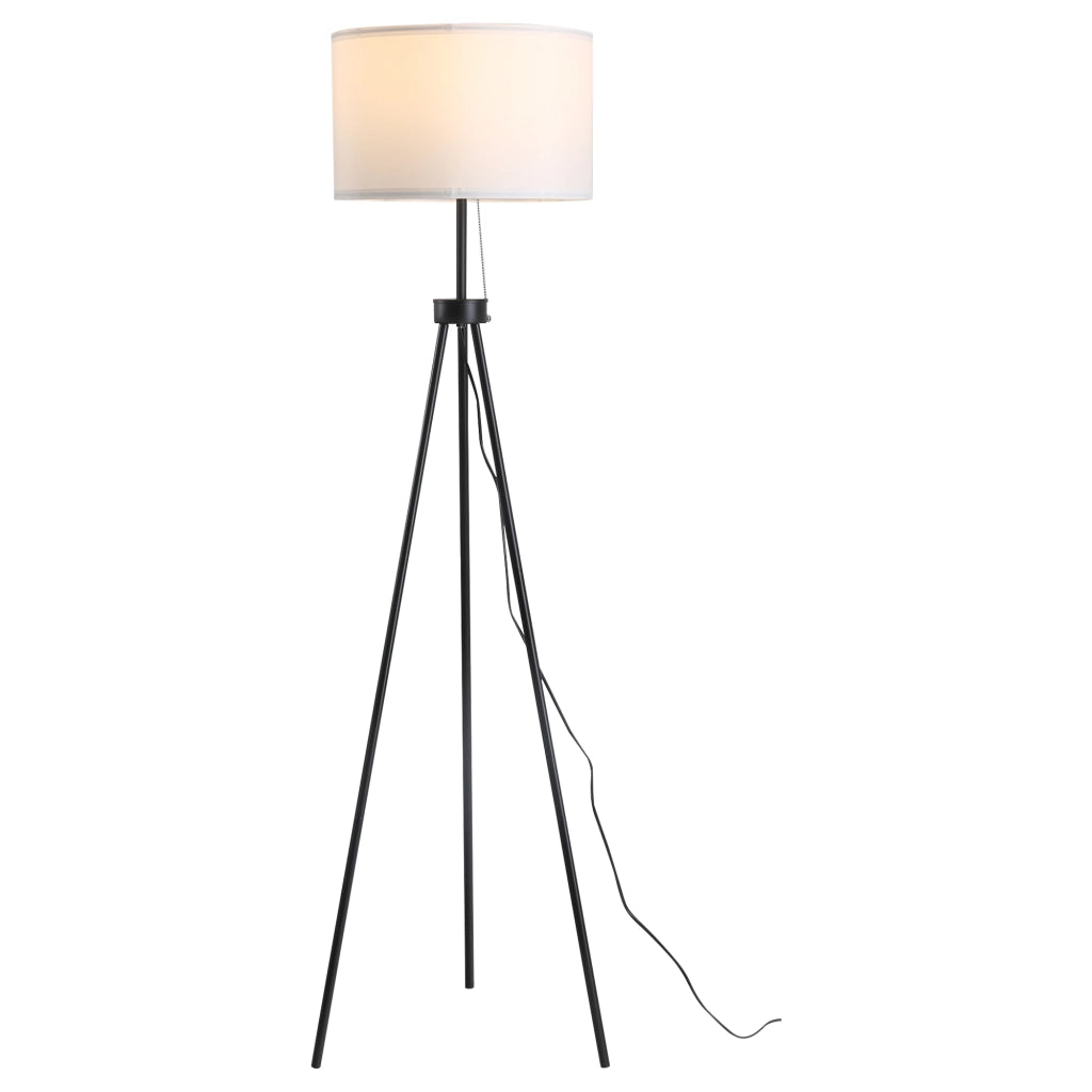 Lampada da Terra con Paralume ¨C Xylo ¨C Poliestere e Cotone Bianco E27