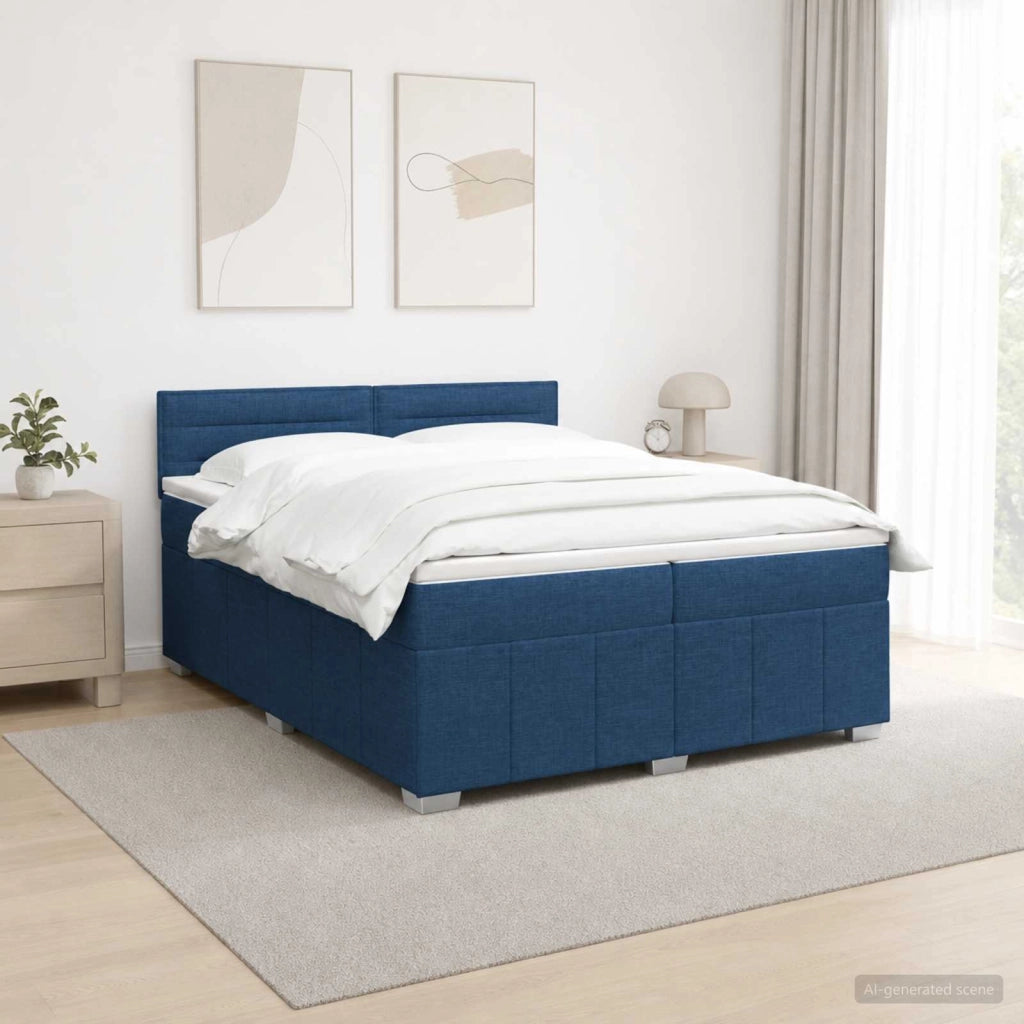 Letto box spring con materasso Blu 200 x 200 cm Tessuto 3452753