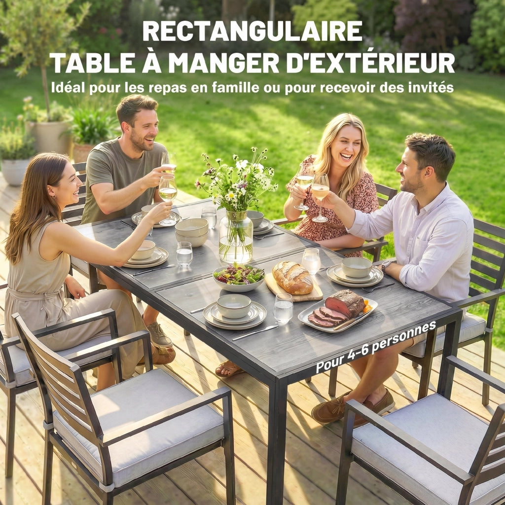 Tavolo da pranzo allungabile per giardino ¨C zephmum ¨C grigio, effetto legno, 150x80x74 cm