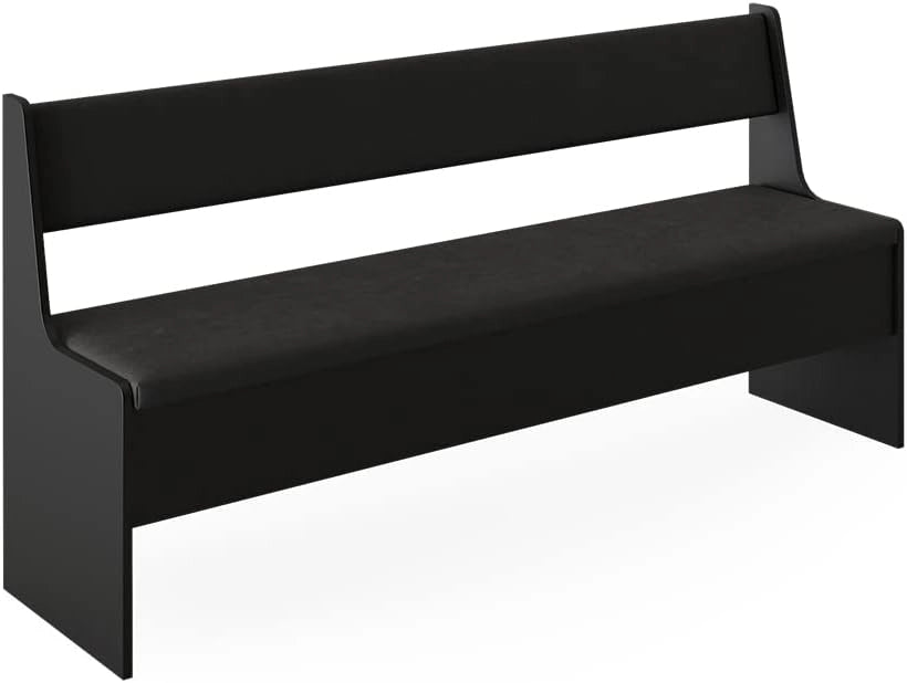 Panca ad angolo Roman, Nero, 41.5 x 166.6 cm, adatto per soluzioni angolari salvaspazio nella zona pranzo