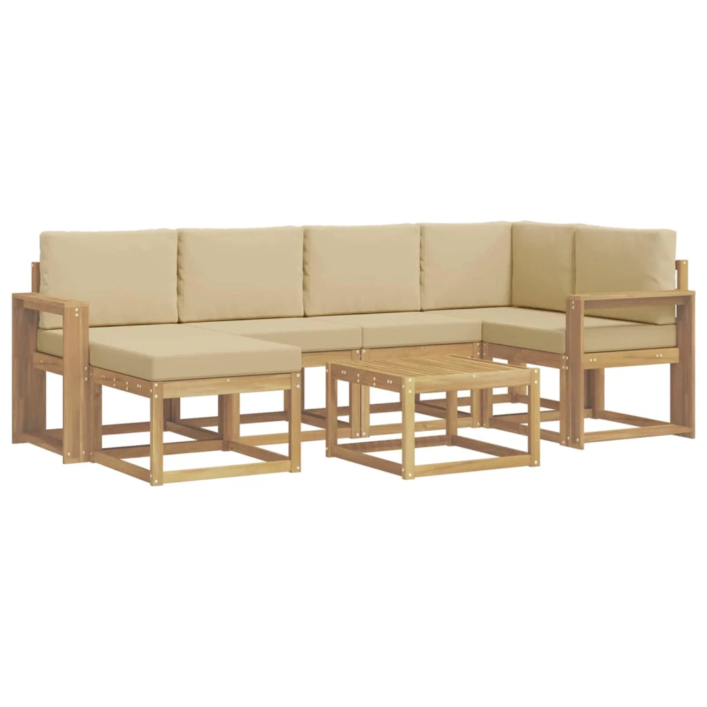 Set di divani da esterno 7 pz Bianco e Beige 3387917