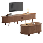 Set di Mobili da Soggiorno con 1 Mobile TV e 1 Tavolino da Caffè; Contenimento; Stile Minimalista; MDF; Noce