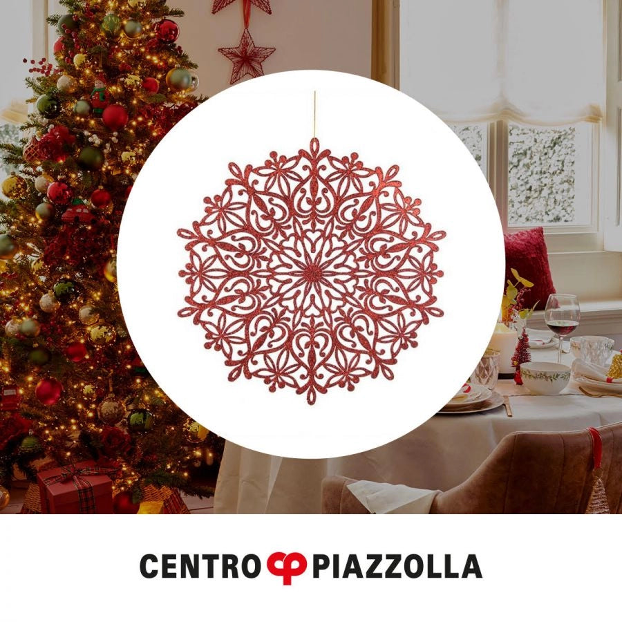 Sottopiatto natalizio glitter rosso 39 cm