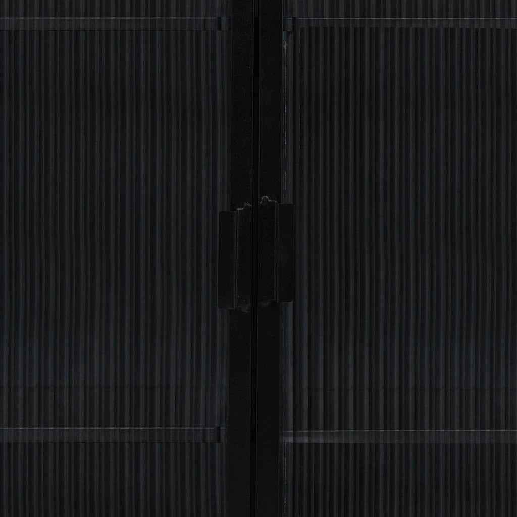 Vetrina in metallo, legno e vetro, 2 ante, nero, 72x36x113h cm