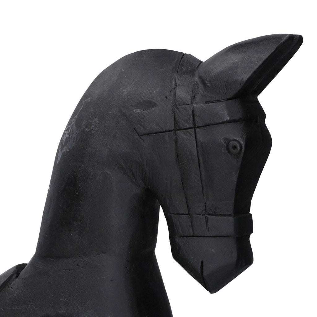 Cavallo a Dondolo Decorativo in Legno nero cm 36x9xh39