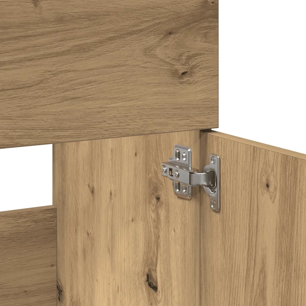Mobiletto da bagno con specchio 90 x 38,5 x 46 cm pratico contenitore a parete in legno di rovere ingegnerizzato realizzato artigianalmente 02_0050874