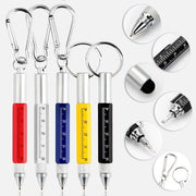 Multitool a 5 pezzi, penna metallica 6 in 1 e chiave a bocchetta, schermo touchscreen a 6 facce, anello di carica, cerniera per chiave, penna da stadio piccola