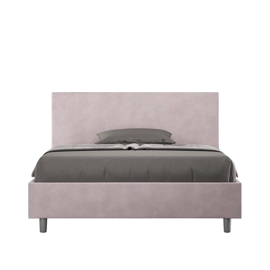 BS COM Letto una piazza e mezza senza rete imbottito 130x200 microfibra glicine