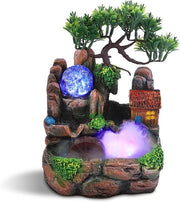Fontana per camera con piante fontana a muro con cascata e nebbia - Fontana desktop con illuminazione per Tuinaquarium - Decorazione per interni e esterni con umidificatore d'aria