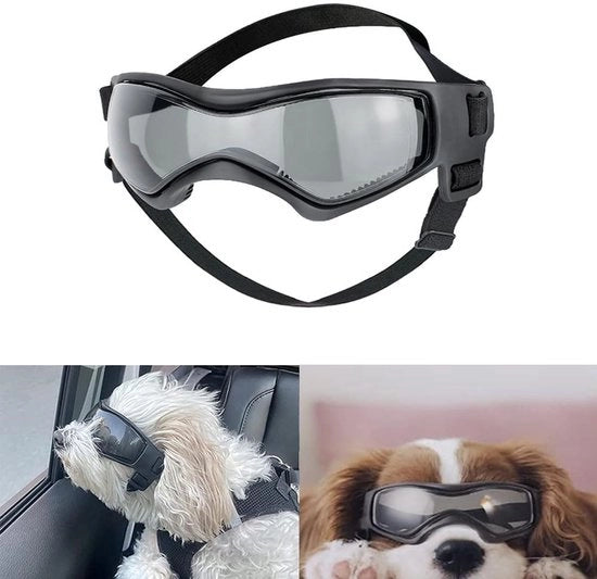 Occhiali da sole per cani - UV sicuri - impermeabili - adattabili con elastico - occhiali da moto - nero - M - occhiali da sole per cani