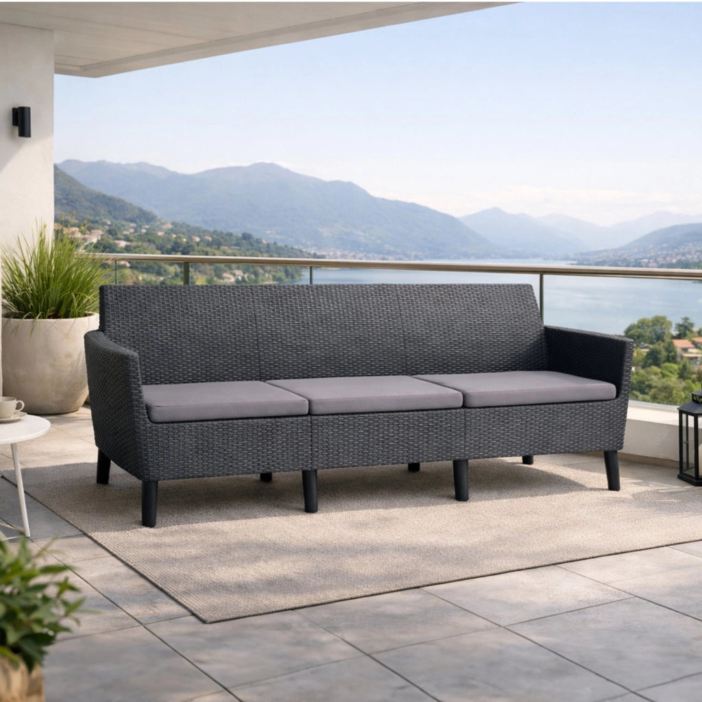 Divano da esterno Winnipeg, Sofà da giardino, Divanetto outdoor, Divano per terrazzo, 187x67 h76 cm, Antracite