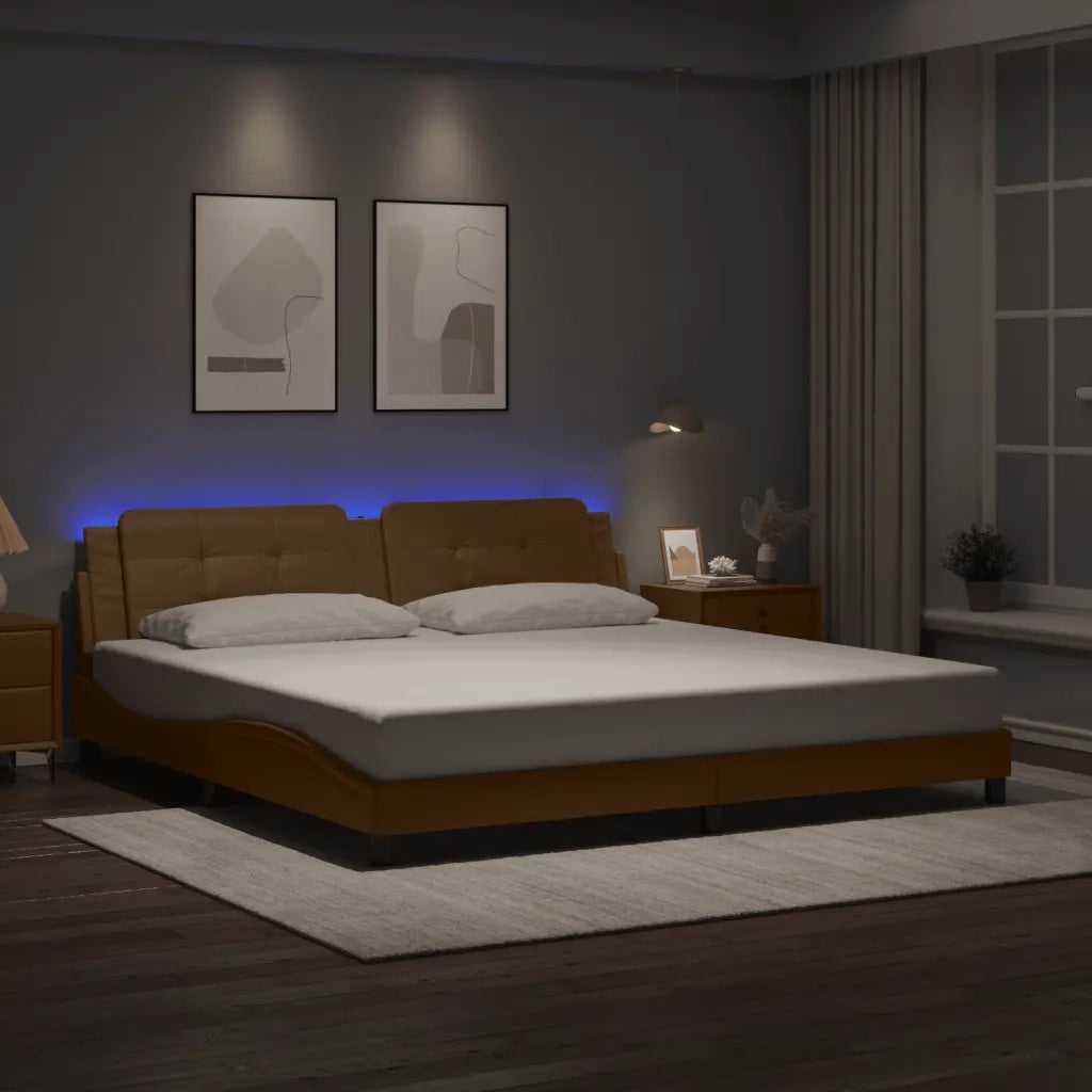 Giroletto con Luci LED Cappuccino 200x200 cm in Similpelle