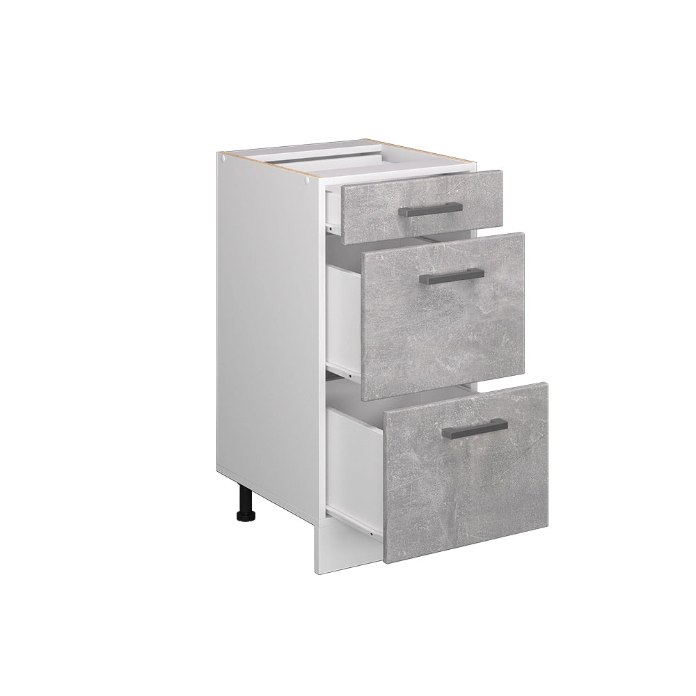 Vicco Mobiletto base per cucina Calcestruzzo 40 cm con cassetti, senza piano di lavoro