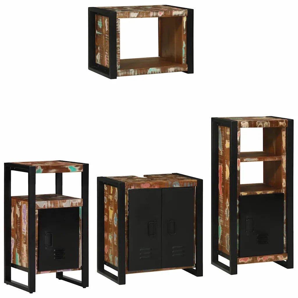 Set di mobili per il bagno 4 pcs Legno Recuperato Massello