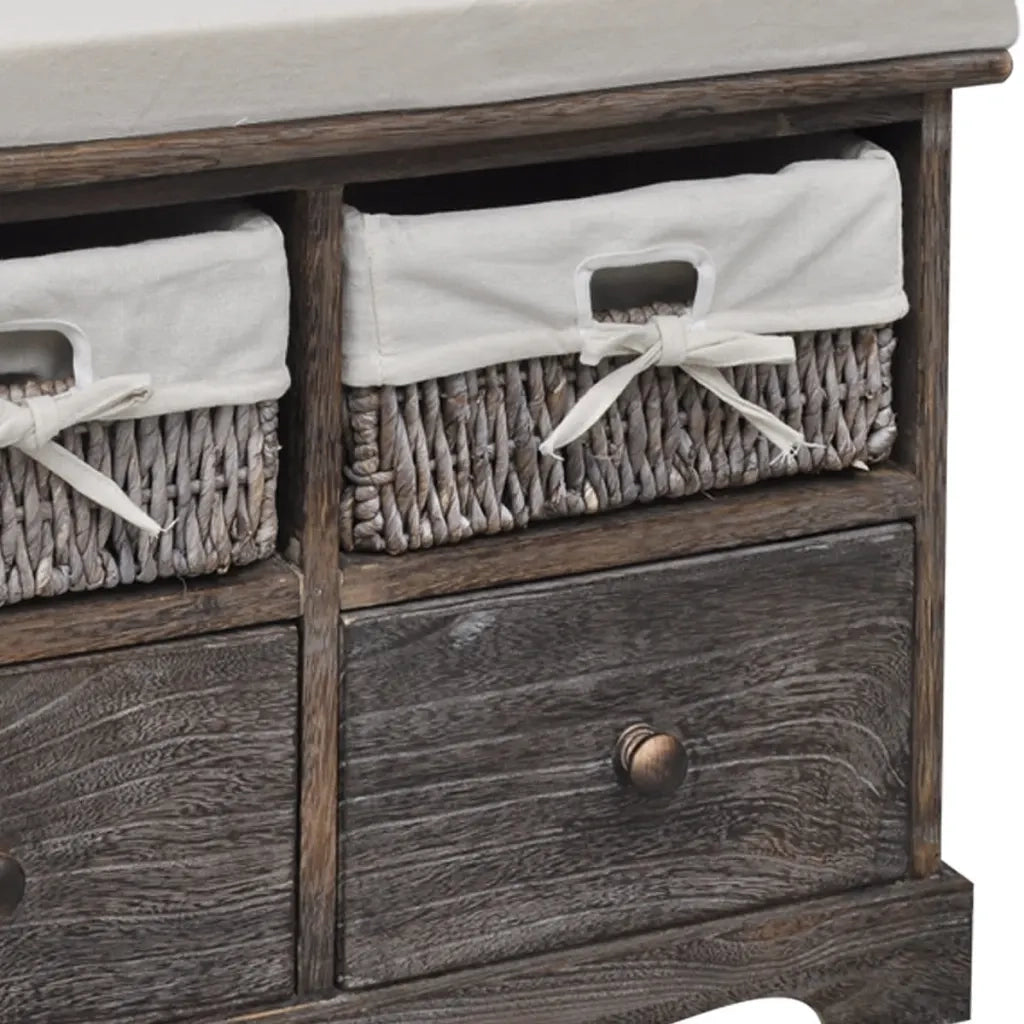 Cassapanca-Baule-Mobile di Stoccaggio Marrone 62x33x42 cm in Legno di Paulownia