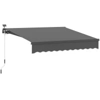 Tendone Parasole a Scomparsa con Manovella Luci Solari Bracci Articolati Protezione Solare UV 50+ 300 cm Larghezza Grigio