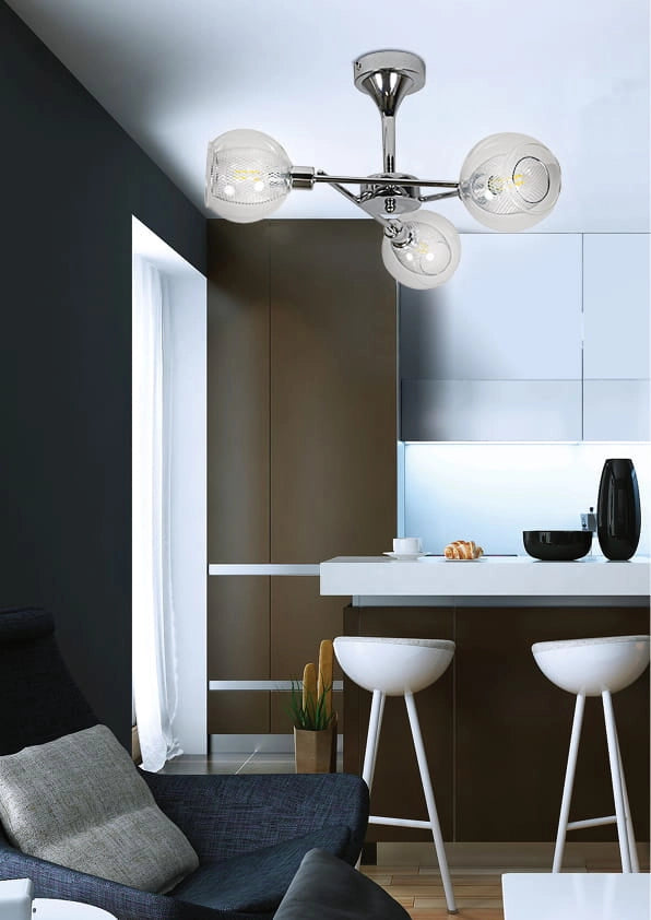 Plafoniera Candellux OZZO cromata 3xE14 vetro trasparente
