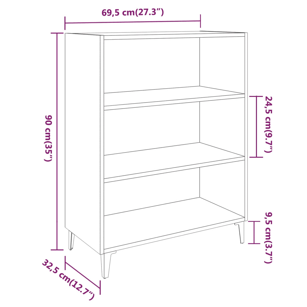 Credenza Rovere Fumo 69,5x32,5x90 cm in Legno Multistrato 817378