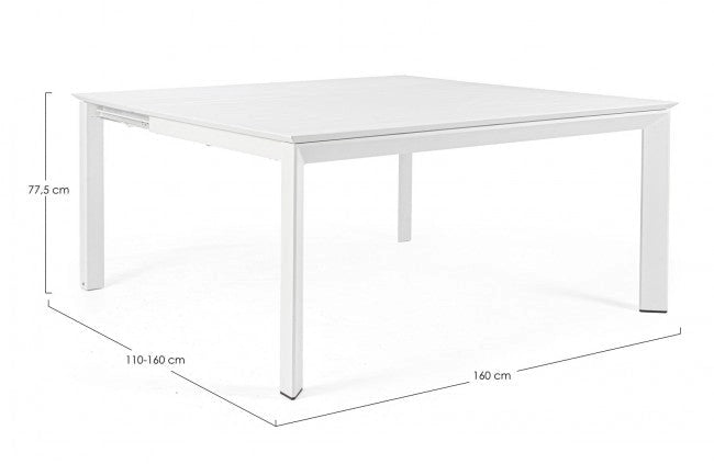 Tavolo Allungabile Konnor 160x110/160 cm Bianco in Alluminio