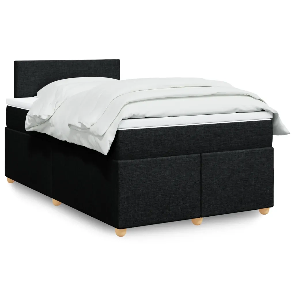 Giroletto a Molle con Materasso Nero 120x190 cm in Tessuto