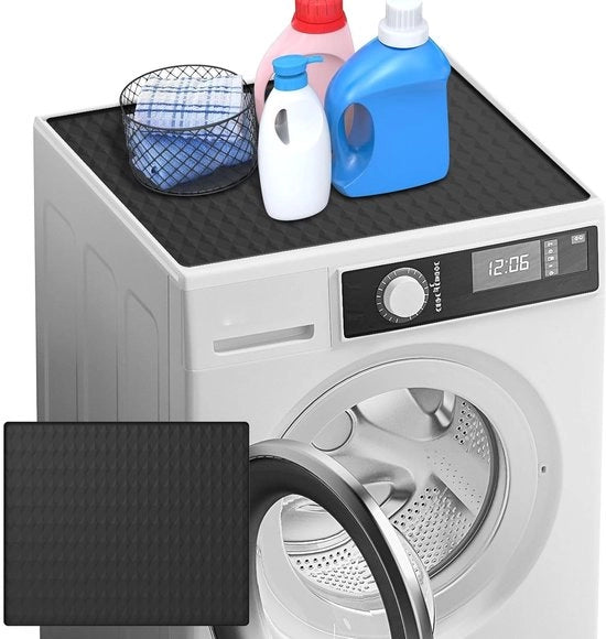 Sostegno per lavatrice antiscivolo - Impermeabile - 1 pezzo - Nero - Silicone - 60 x 50 cm