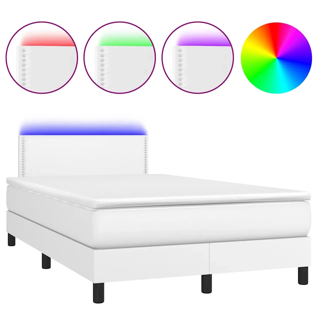 Giroletto Molle con Materasso e LED Bianco 120x190cm Similpelle 3270130