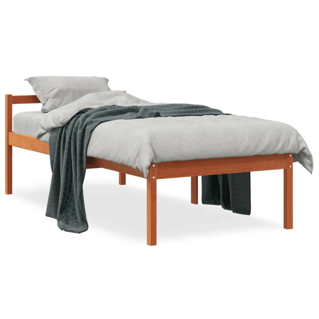 Letto per Anziani Marrone Cera 90x190 cm Legno Massello di Pinocod mxl 89339