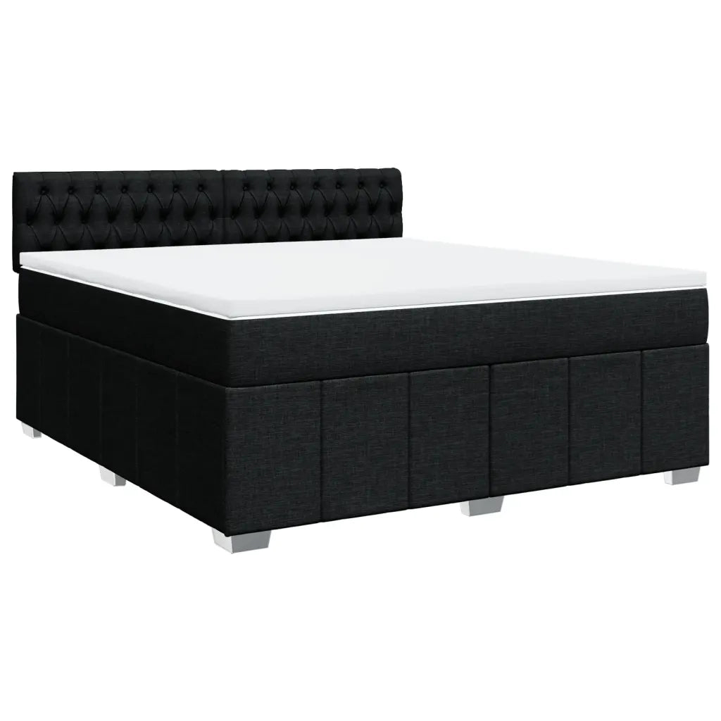 Giroletto a Molle con Materasso Nero 180x200 cm in Tessuto