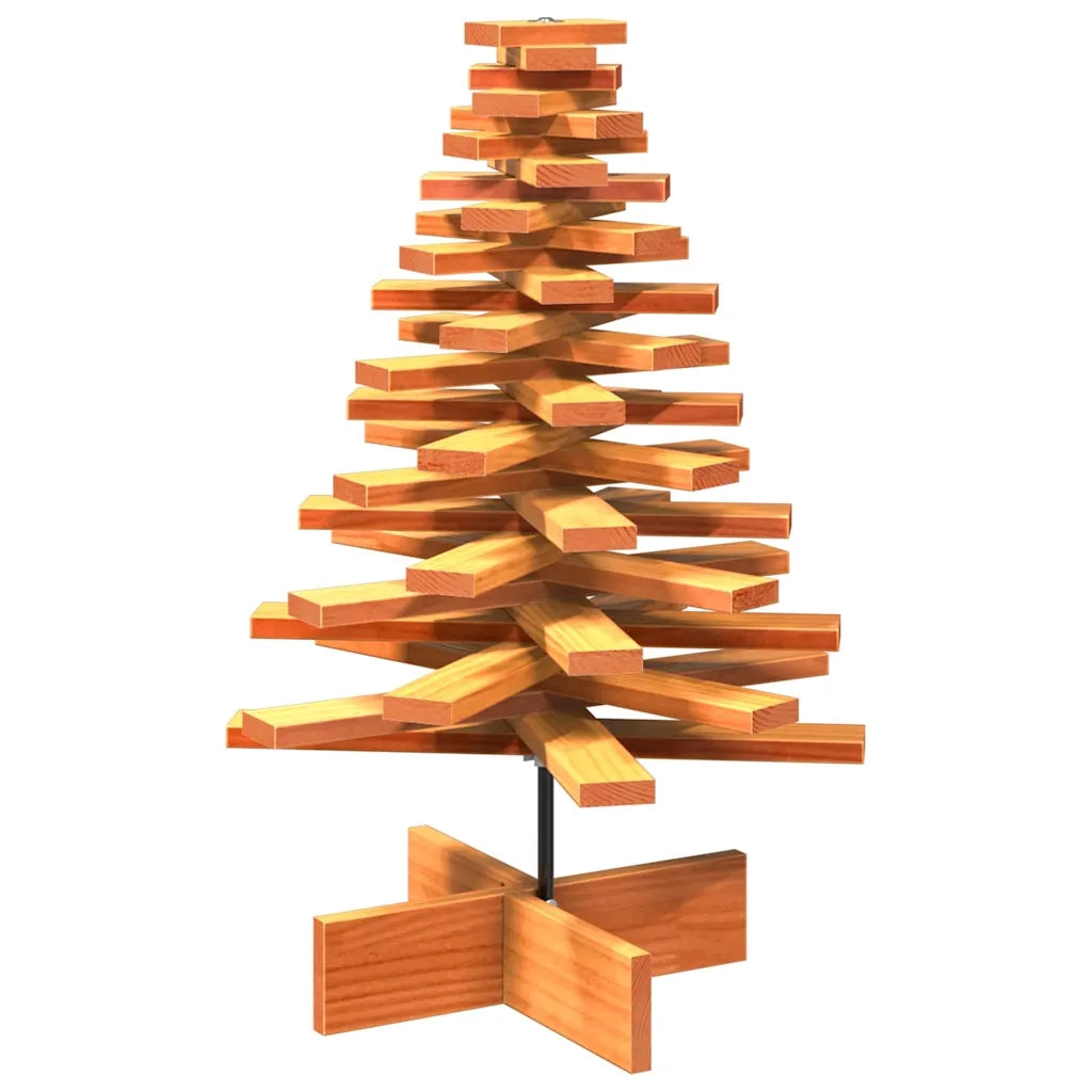 Albero di Natale Marrone Cera 80 cm in Legno Massello di Pino 858203