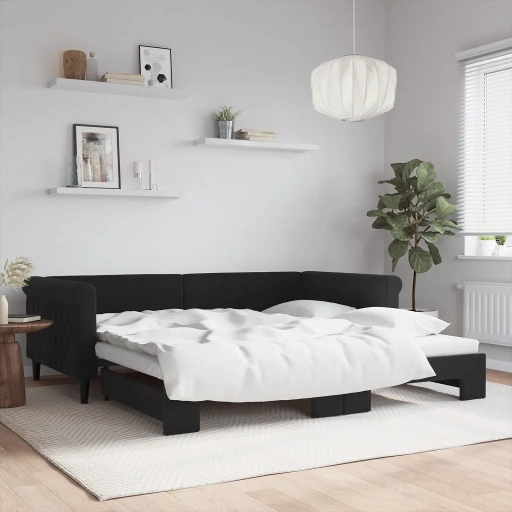 Divano Letto con Letto Estraibile Nero 100x200 cm in Velluto 3197782