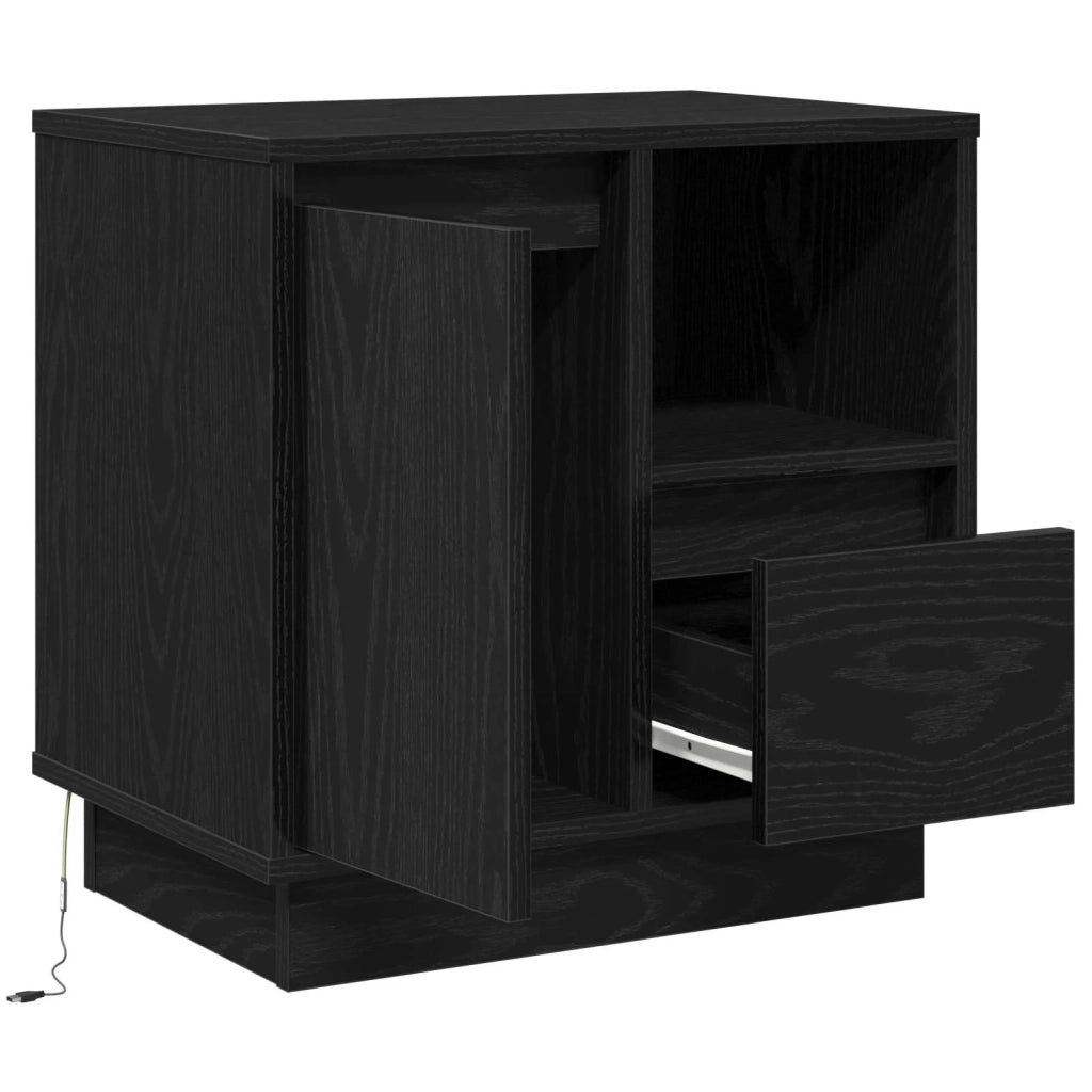 Armadio da Notte con cassetto Rovere Nero 50 x 34,5 x 50 cm. 869580