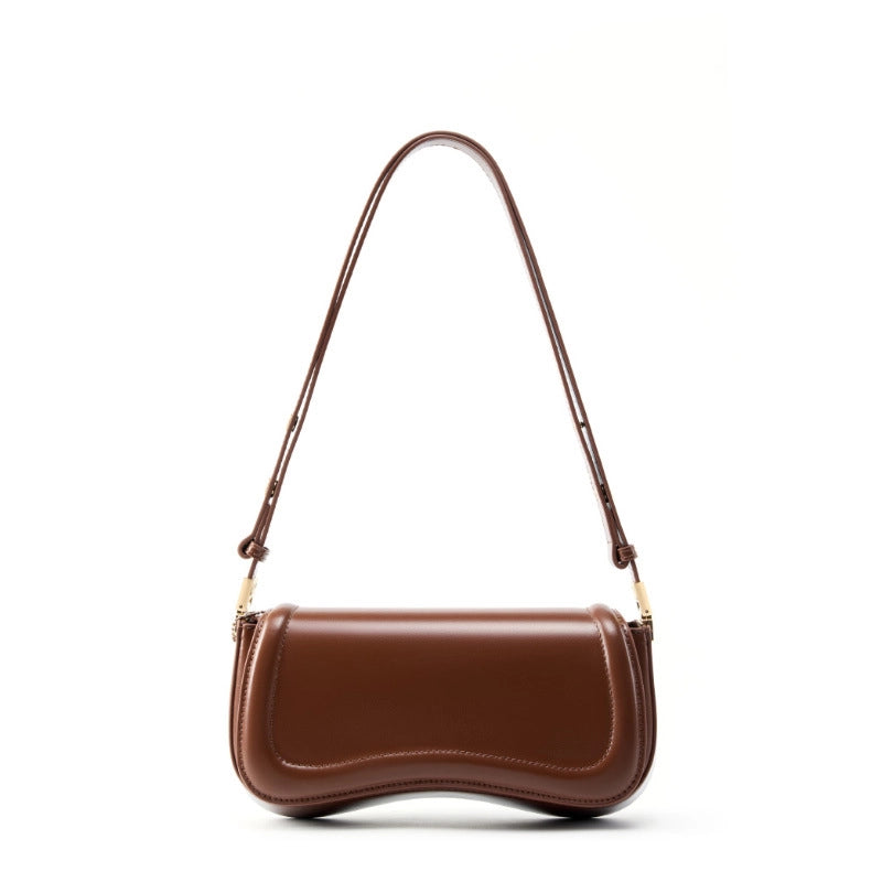 Borsa a tracolla da donna in vera pelle, marrone