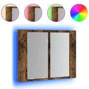 Mobile a Specchio | Armadio da bagno LED Rovere Fumo 60x12x45 cm Legno Multistrato