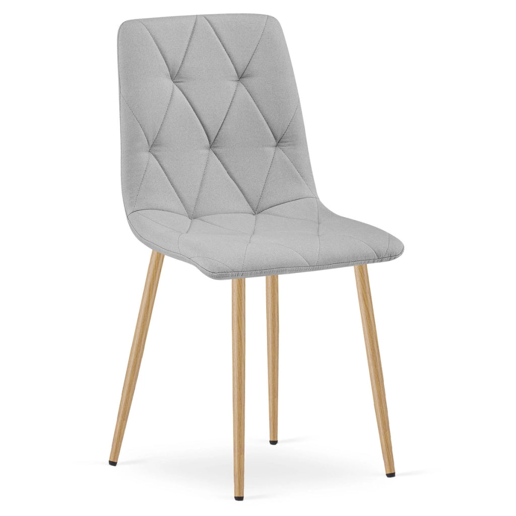 Sedia Libra in tessuto grigio chiaro con gambe effetto legno