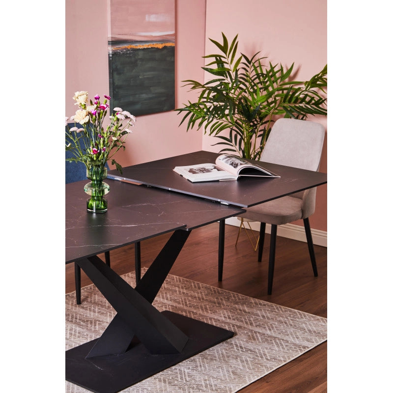 Tavolo Allungabile Oliver 160(200)x90x75 Piano In Ceramica Amica Nero Marmo