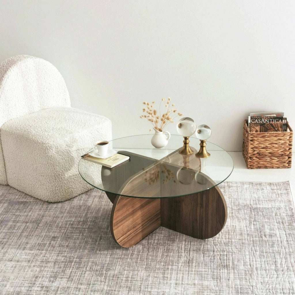 Nila, Tavolino da Salotto Portariviste, 75x75x35h cm Marrone Noce
