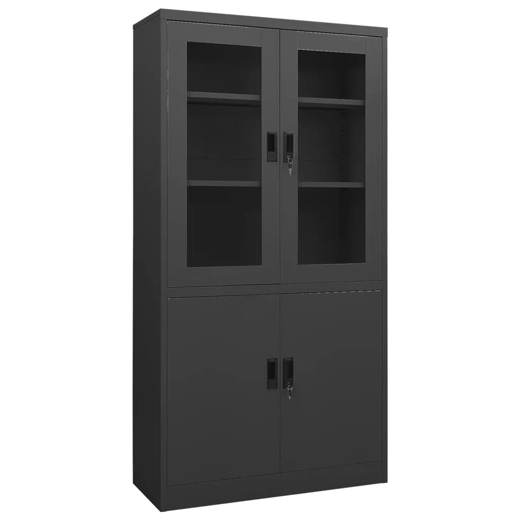Mobile da ufficio di design con 3 ripiani regolabili 90 x 40 x 180 cm acciaio antracite 02_0046809