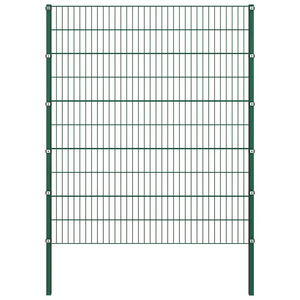 Pannello di recinzione con pali in ferro 1730x200 cm verde 278688