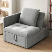 Divano letto 177x68x65 cm convertibile 3 in 1 con schienale regolabile in tessuto di lino grigio