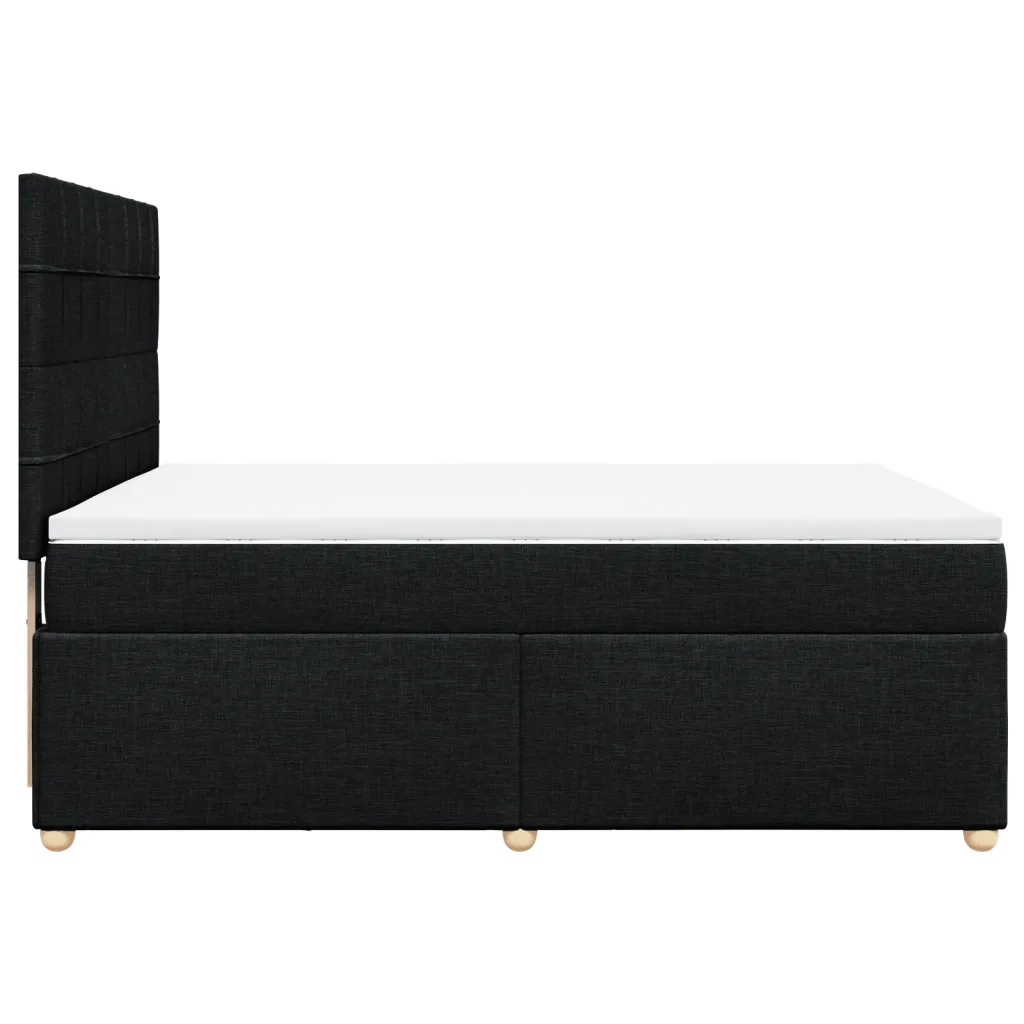 Giroletto a Molle con Materasso Nero 160x200 cm in Tessuto