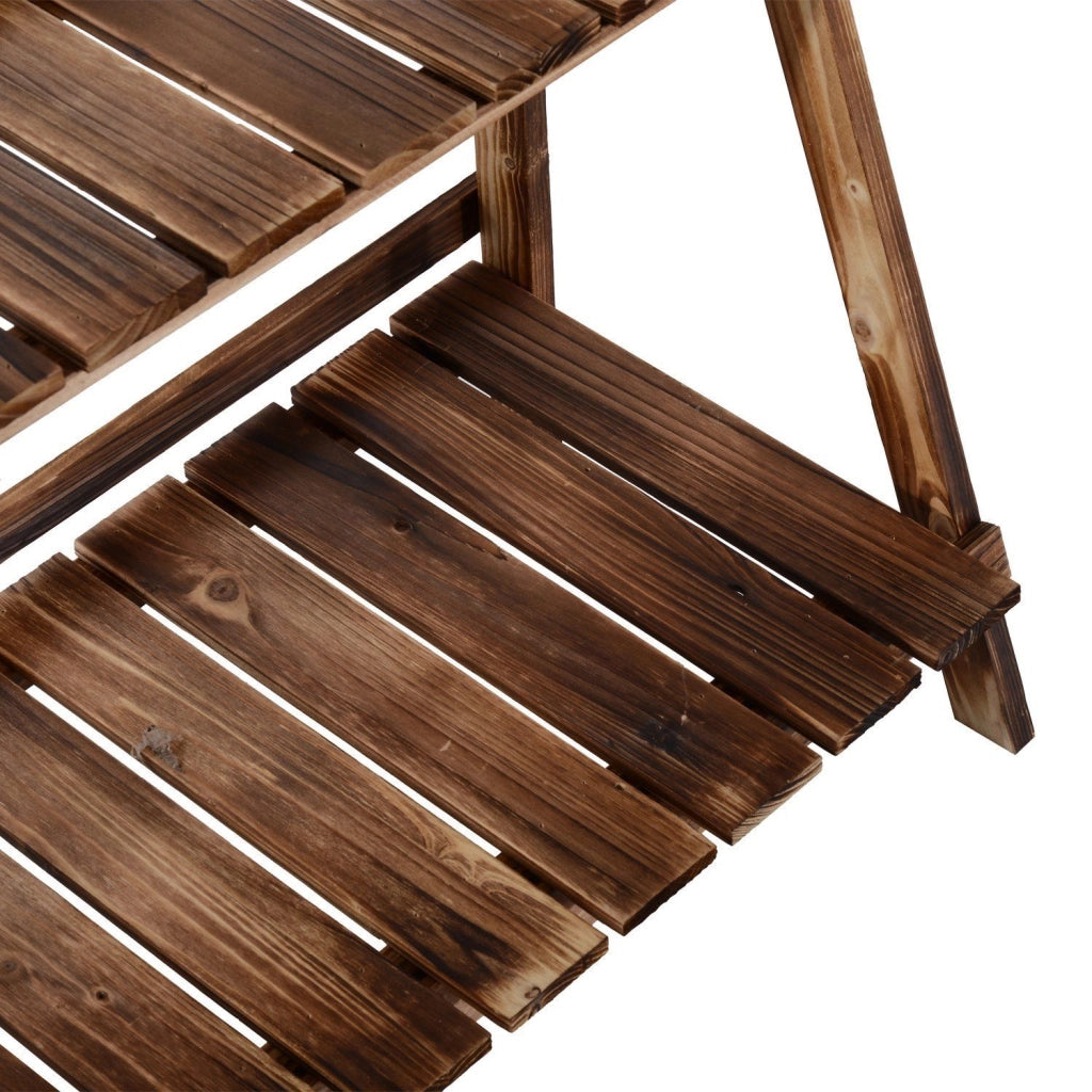 Portapiante da Giardino a 3 Ripiani in Legno di Abete 100x37x93 cm Scaletta