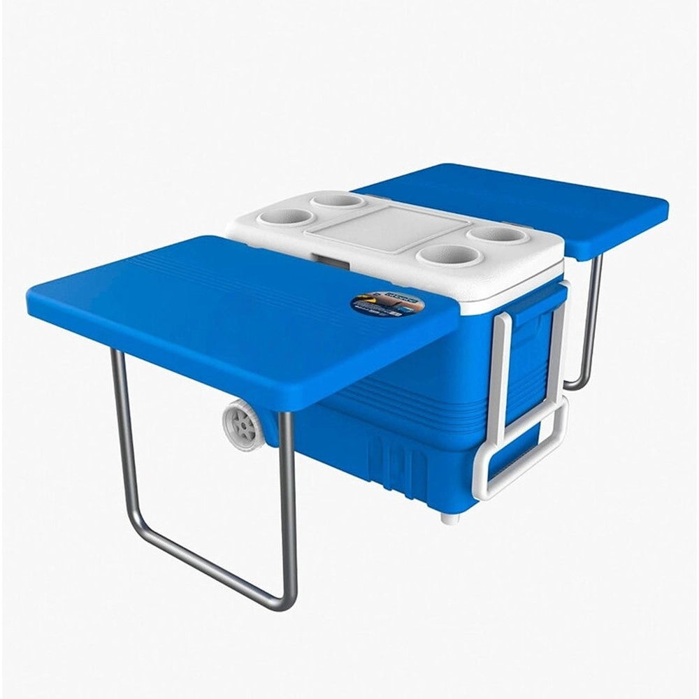 Trade Shop - Frigo Passivo Portatile 45lt Con Tavolo Pieghevole Per Campeggio Picnic Spiaggia 286512 -