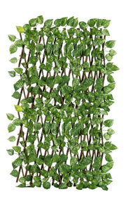 Siepe Artificiale Legno Salice Naturale Con Foglie Edera Finta Traliccio Estensibile 1 x 2 Mt Divisorio Ringhiera Frangivento Frangivista