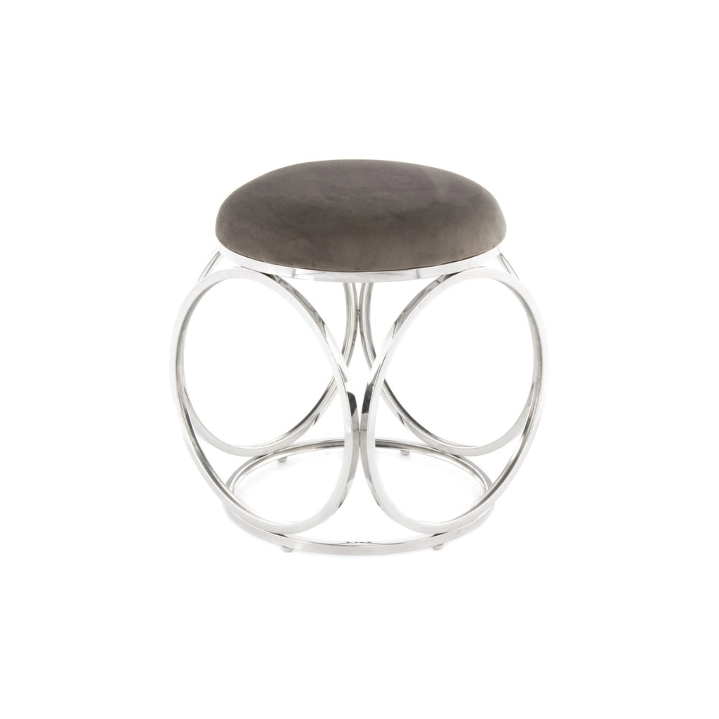 Pouf Whitney 300 Grigio e Argento in Velluto
