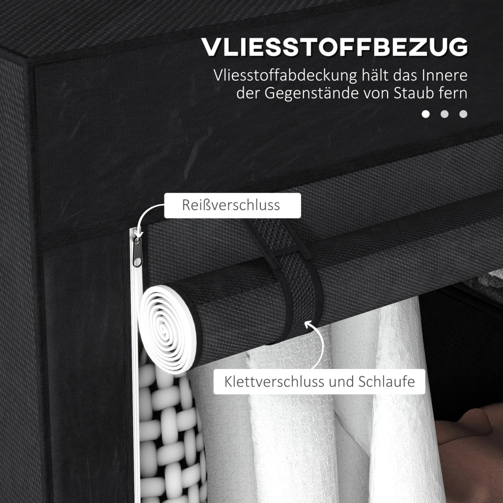 Armadio portatile in tessuto con 1 barra appendiabiti e 6 ripiani per camera da letto e lavanderia nero 103 × 43 × 162,5 cm